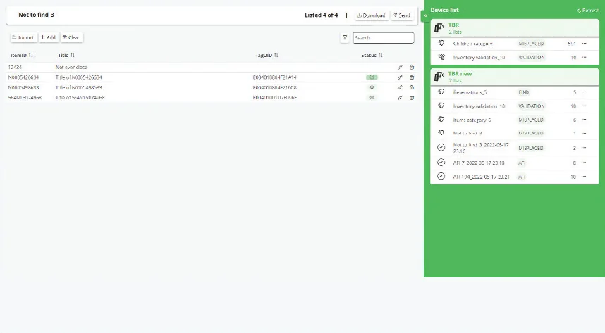 Console web Library Clerk Manager affichant une liste de tâches et son état