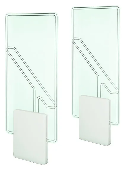 Deux panneaux de portique de détection RFID en verre, vus de trois quarts